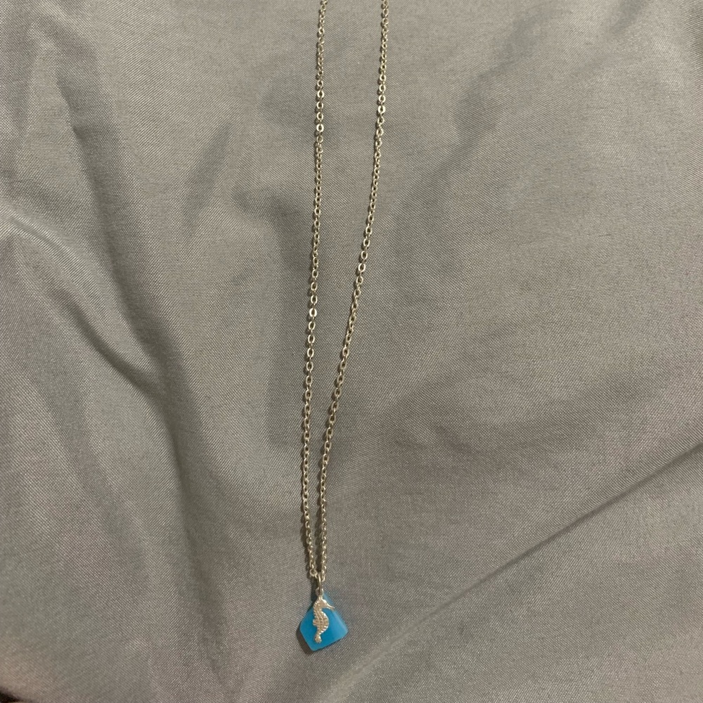Sea glass seahorse necklace